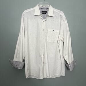 Bugatchi Rainbow Fish Print Men’s Button Down 100% Cotton Casual Shirt Men’s L